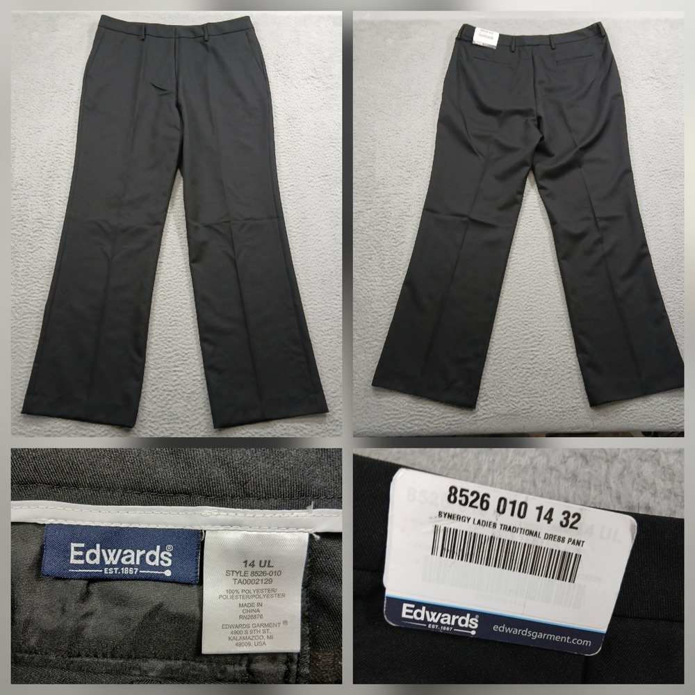 Edwards Synergy 8526 Ladies Traditional Dress Pants 14 UL‎ Black Uniform NWT